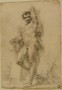 Monti Francesco-Nudo virile in piedi con mantello sulle spalle